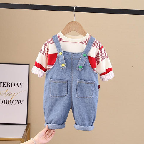 Baby Denim Strap Two-Piece Set